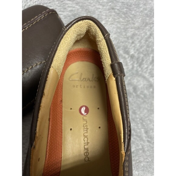 Clarks Un.Loop Women’s Brown Leather Ortholite Slip On Shoes Size 7 M - Picture 9 of 16